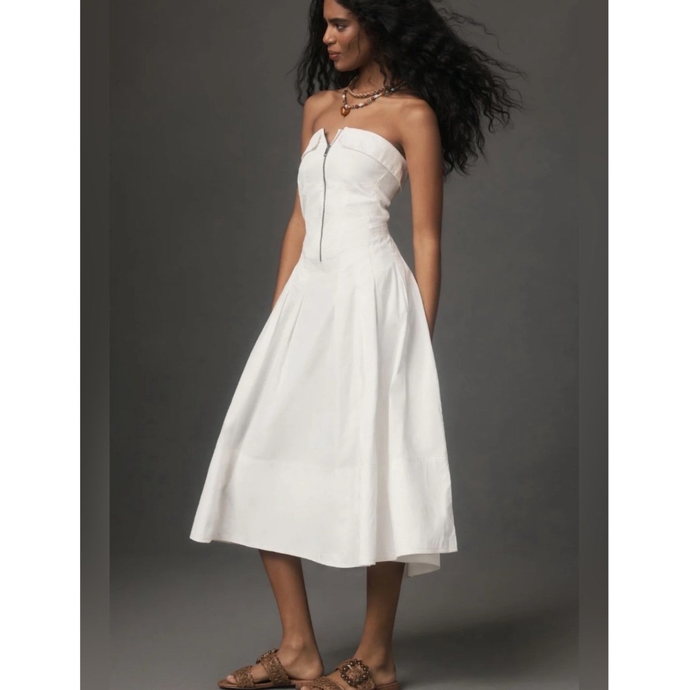 Pilcro Strapless Twofer Midi Dress White Medium Anthropologie